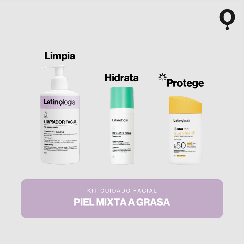 Kit facial para Piel Grasa a Mixta (Protector Solar Color)